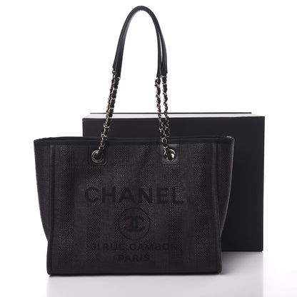 Chanel Mixed Fibers Striped Small Deauville Tote Black 10 of 10