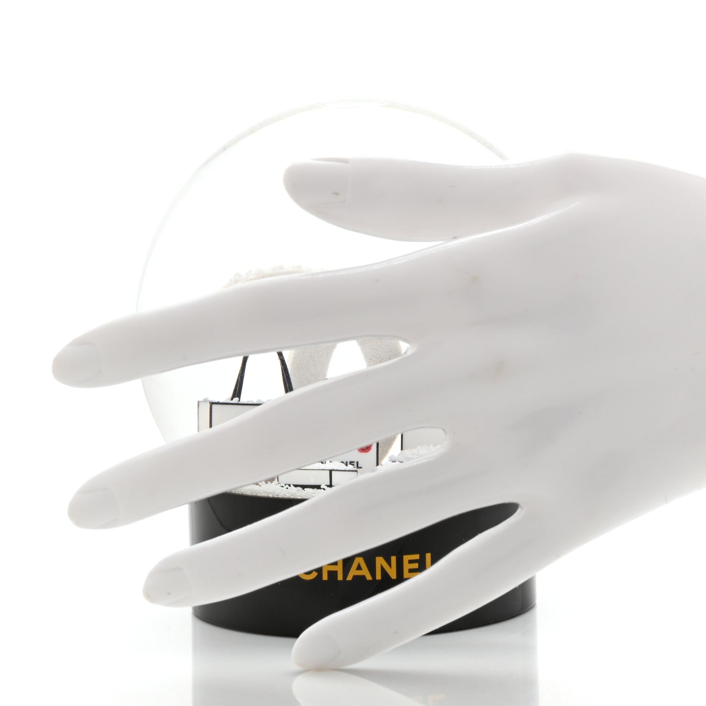 Glass CC Shopping Bag Snow Globe