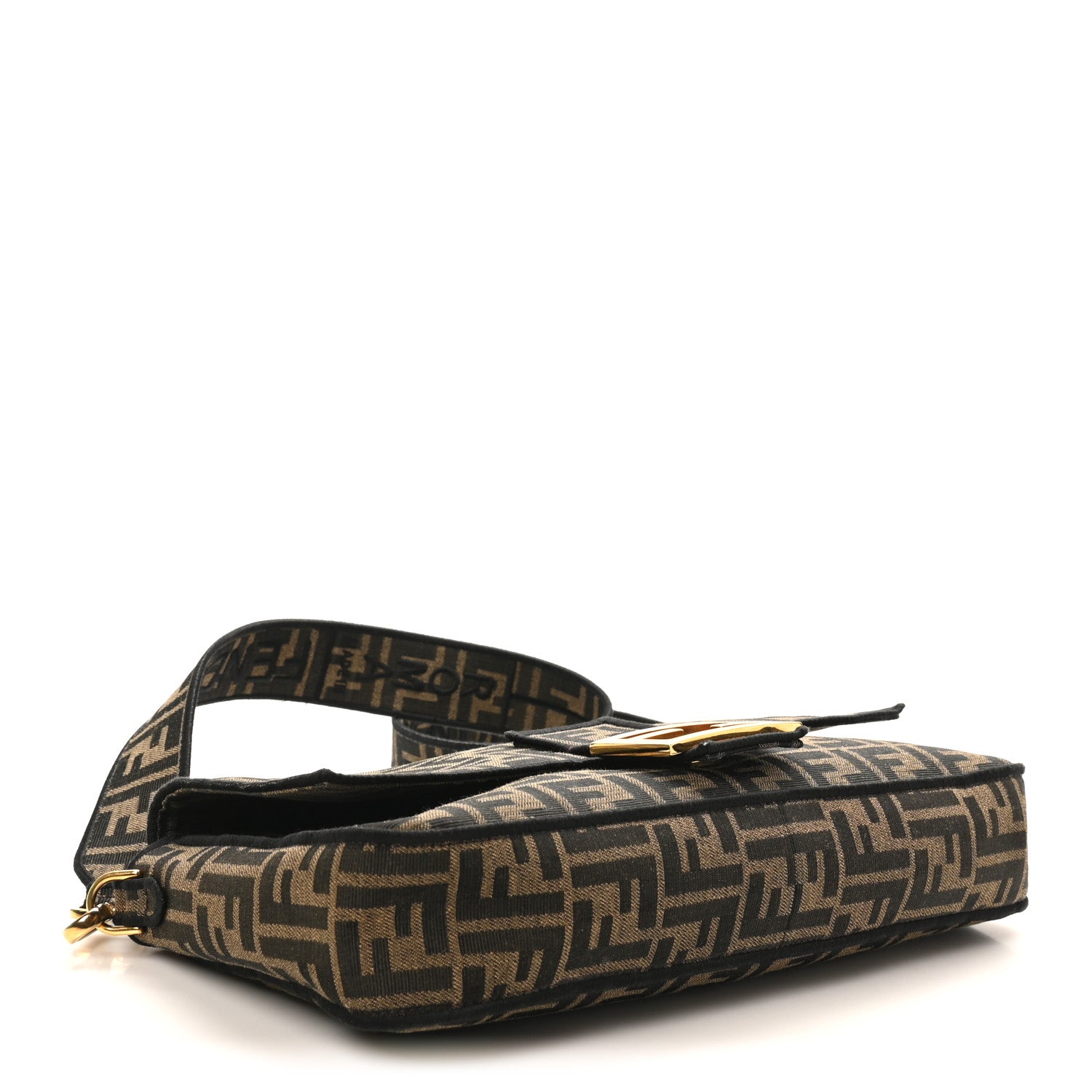 Fendi Fabric Jacquard FF 1974 Large Baguette Tobacco Moro Black 4 of 9