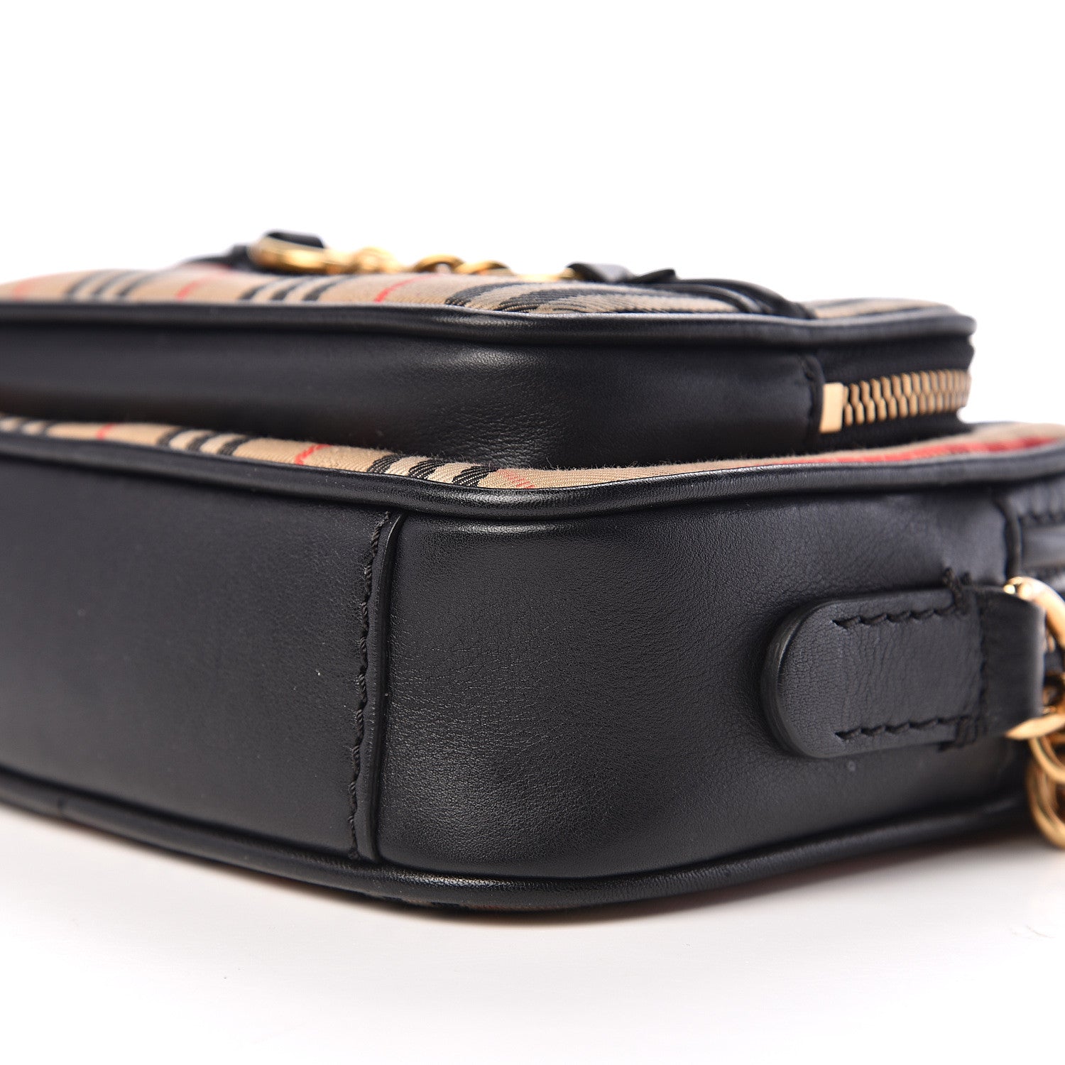 Burberry 1983 Knight Check Smooth Calfskin Link Camera Bag Black 7 of 8