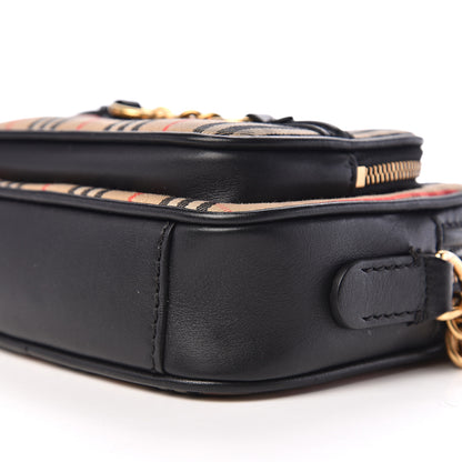 Burberry 1983 Knight Check Smooth Calfskin Link Camera Bag Black 7 of 8