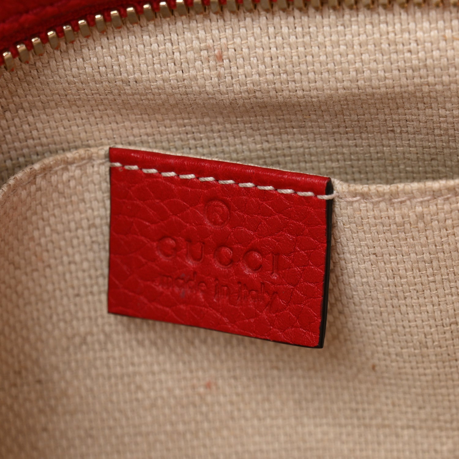 Gucci Pebbled Calfskin Small Soho Disco Bag Tabasco Red 6 of 12