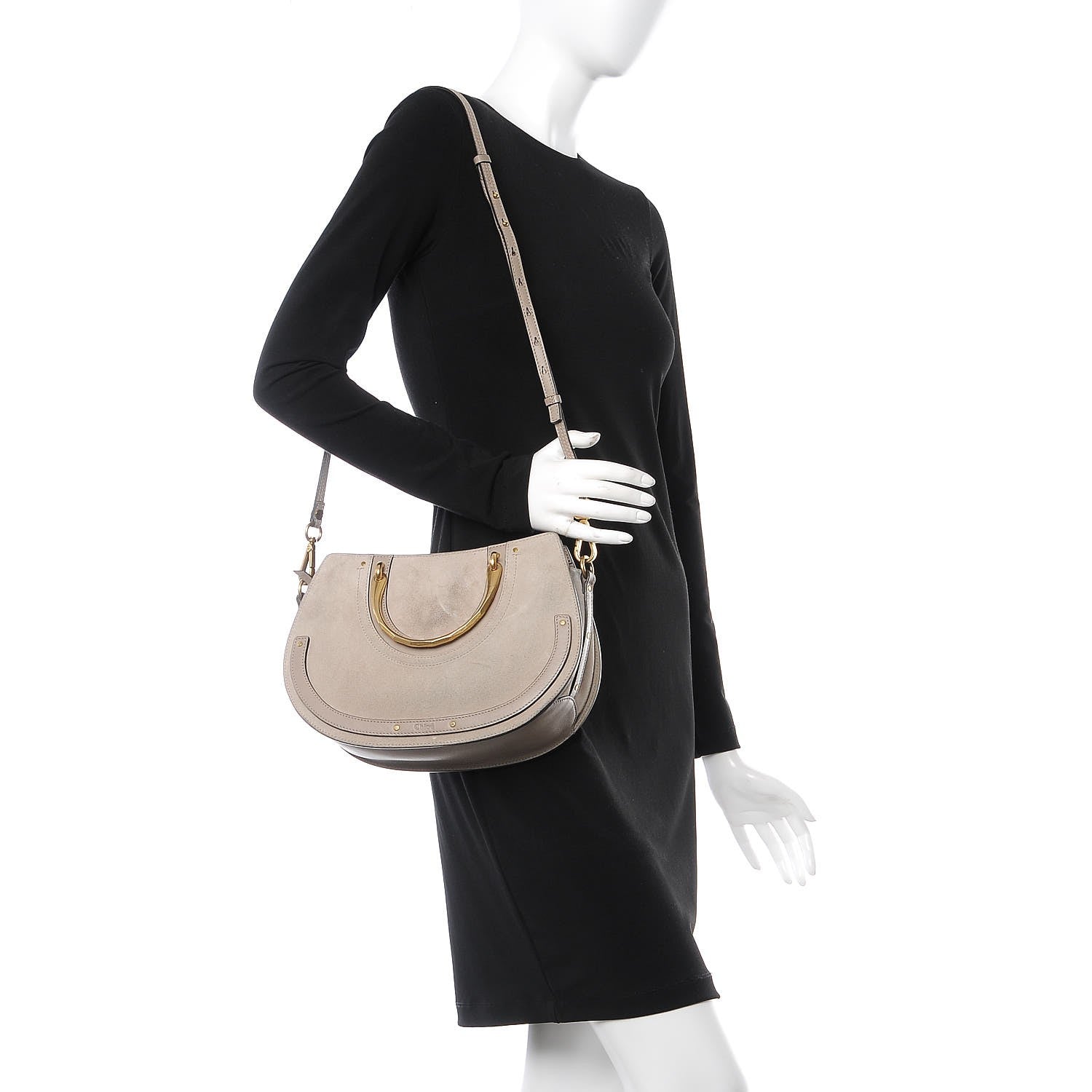 Chloe Calfskin Suede Medium Pixie Bag Motty Grey 4 of 14