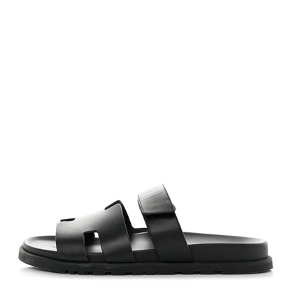 Hermes Calfskin Mens Chypre Sandals 42 Black 1 of 10