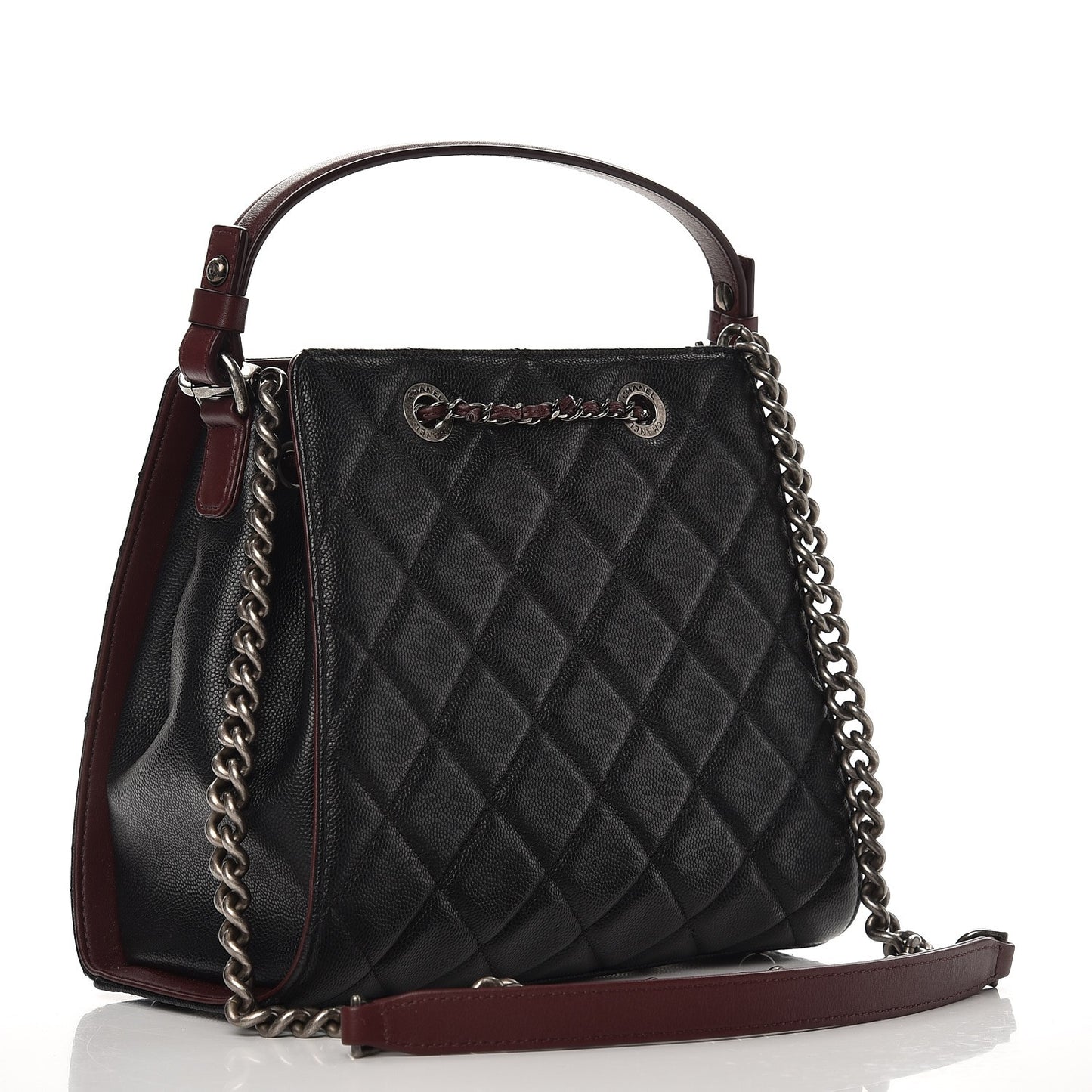 Caviar Quilted Small CC Bucket Bag Black