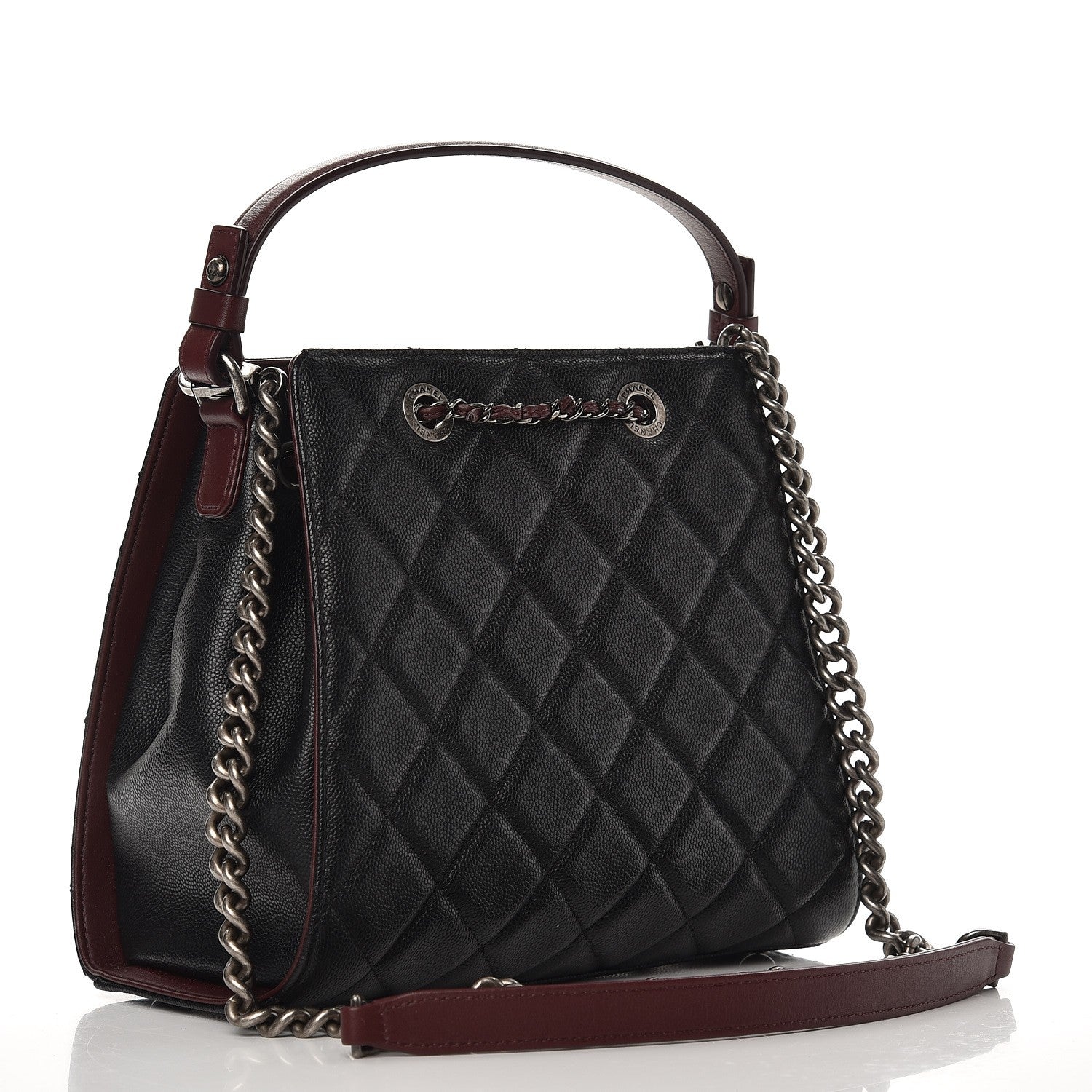 Chanel Caviar Quilted Small CC Bucket Bag Black 5 of 10
