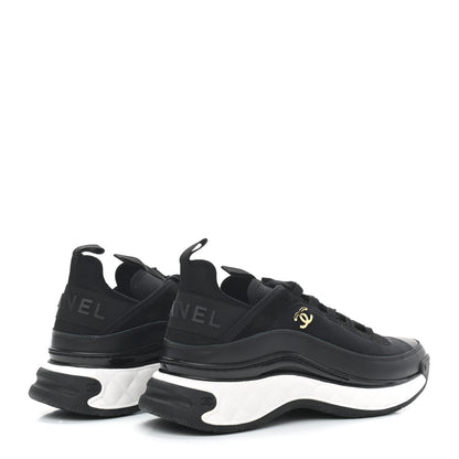 Chanel Velvet Calfskin Mixed Fibers CC Sneakers 38.5 Black 4 of 8