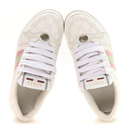 Gucci GG Monogram Web Screener Sneakers 35.5 White Grey Pink 2 of 9