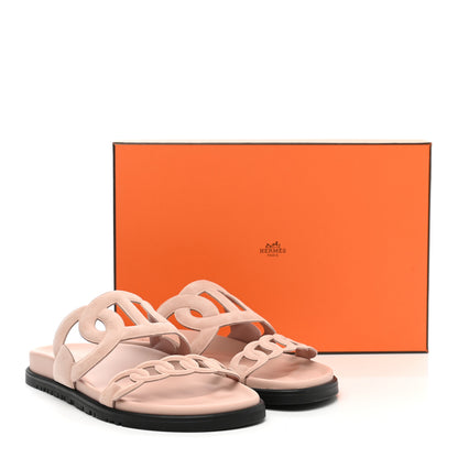Hermes Suede Goatskin Extra Sandals 38 Rose Opaline 10 of 10