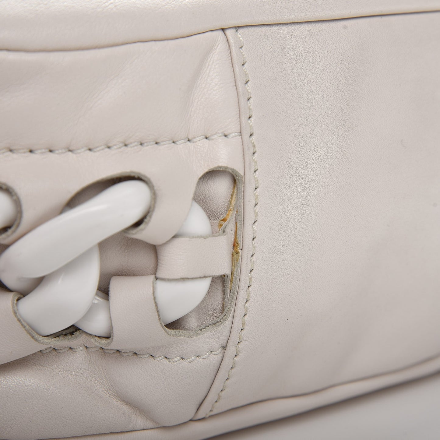 Calfskin Modern Chain Rhodoid Hobo White