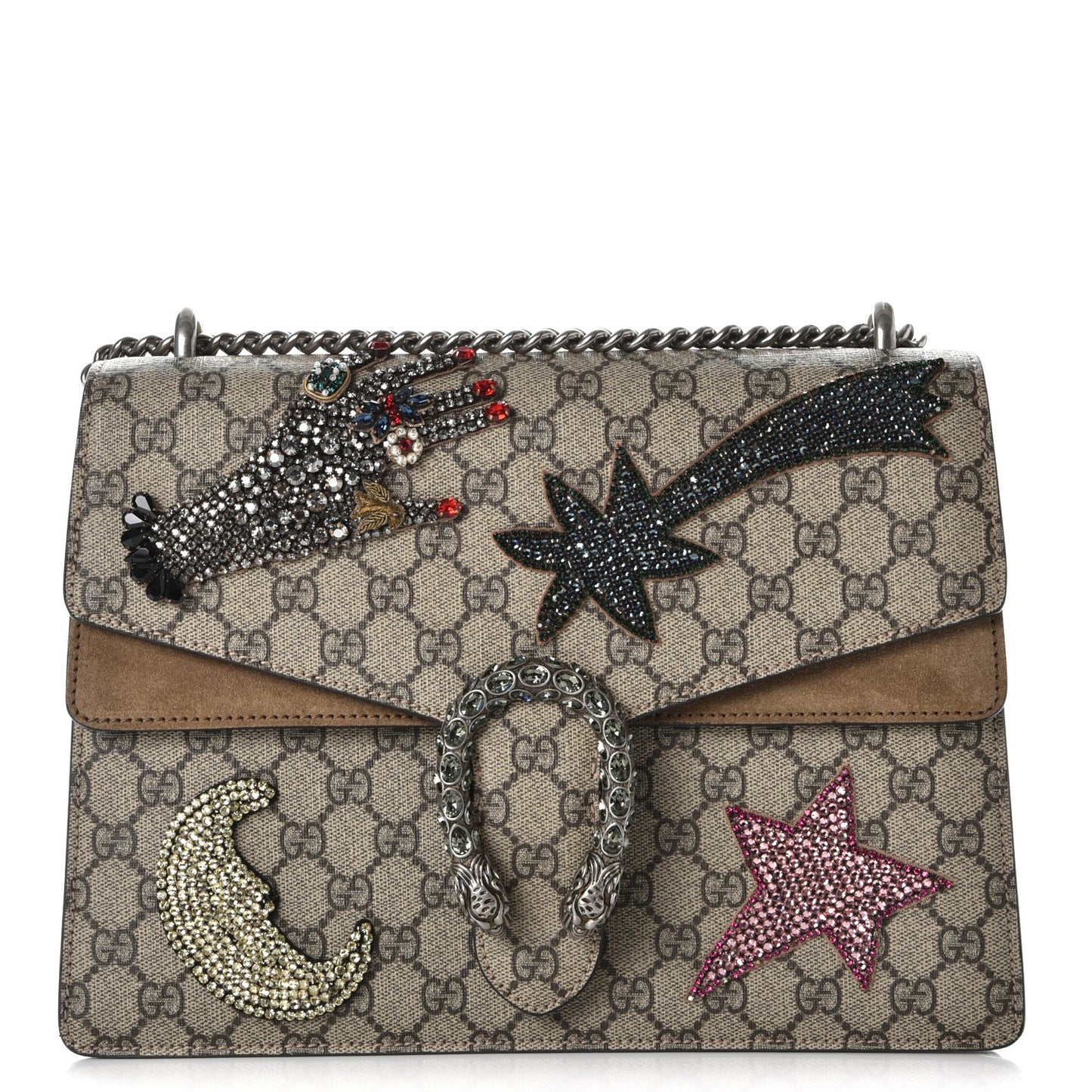 GG Supreme Monogram Shooting Star Embroidered Medium Dionysus Shoulder Bag Beige