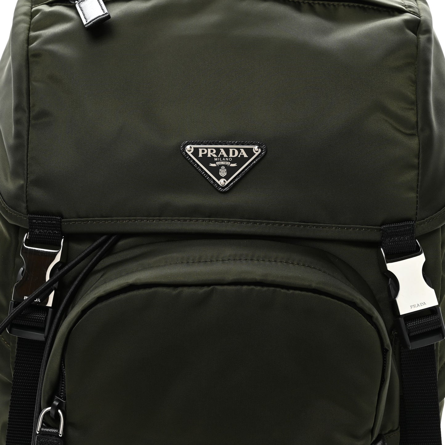 Re-Nylon Saffiano Logo Double Buckle Backpack Tundra