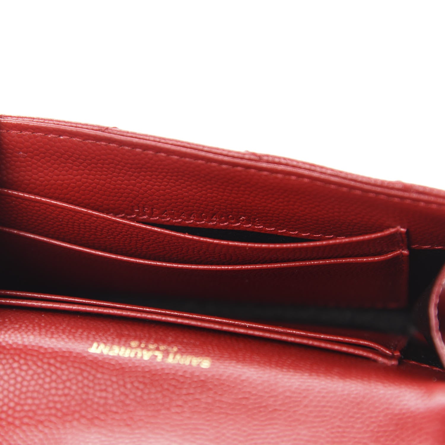 Saint Laurent Grain De Poudre Matelasse Chevron Small Monogram Envelope Wallet New Red 10 of 11
