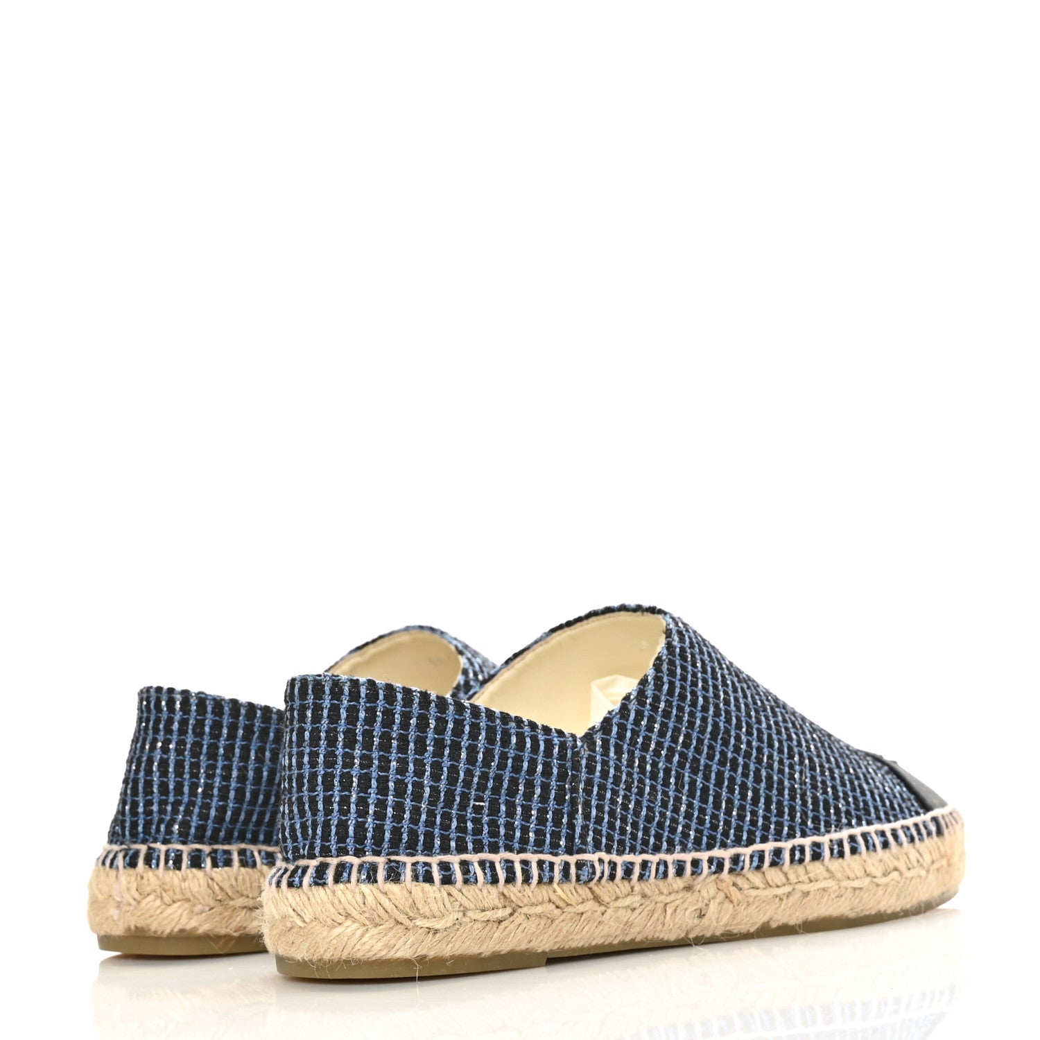 Chanel Grained Calfskin Tweed CC Espadrilles 40 Black Blue 4 of 9