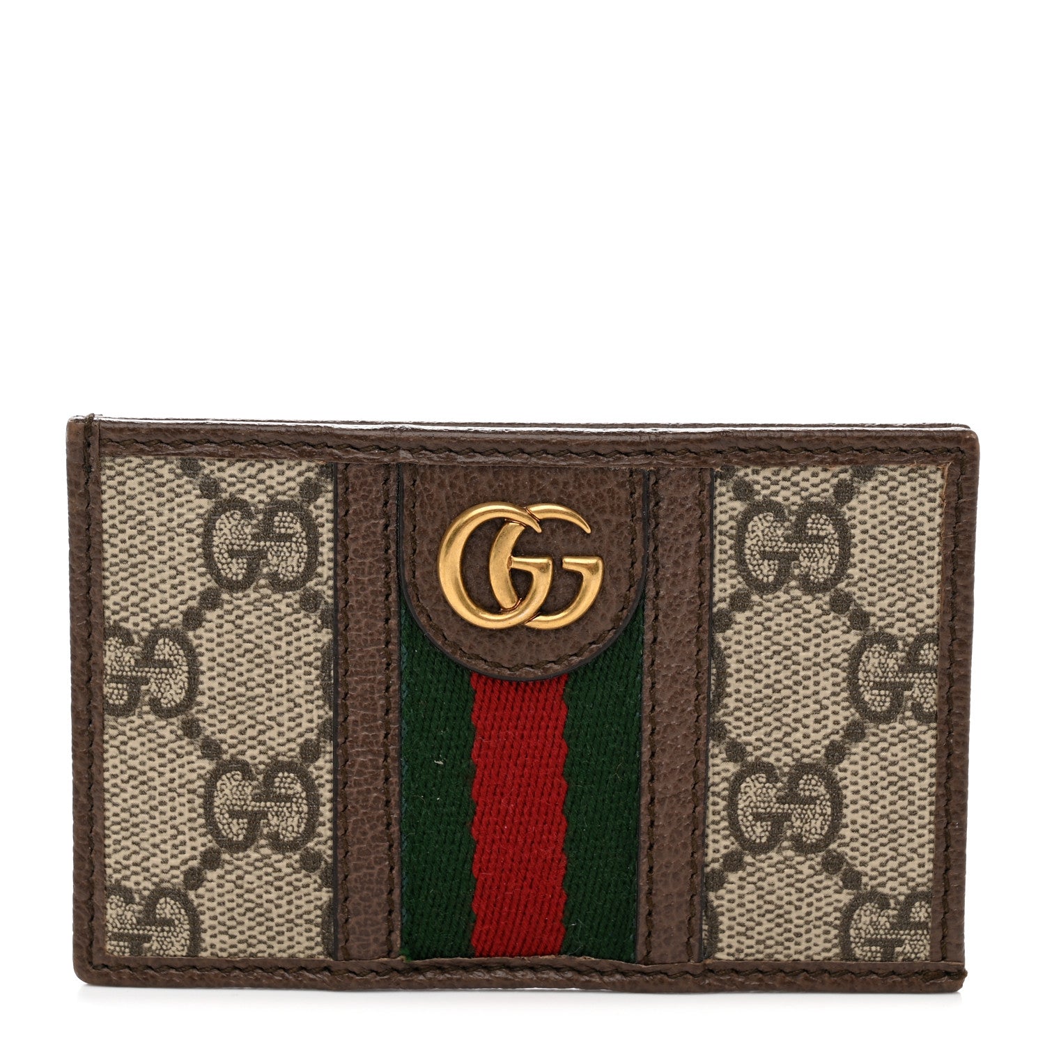 Gucci GG Supreme Monogram Ophidia Card Holder Brown 1 of 6