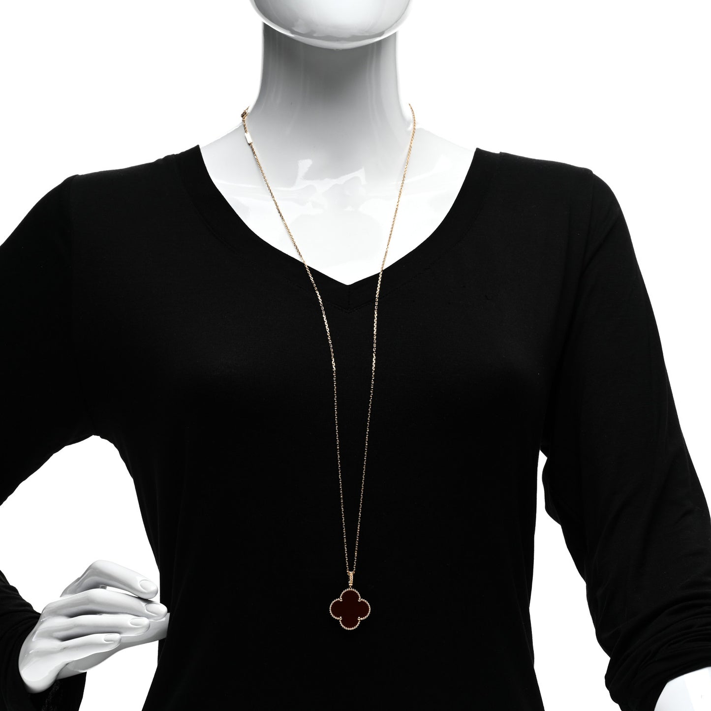 18K Yellow Gold Carnelian Magic Alhambra Long Necklace