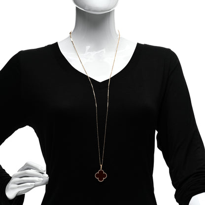 Van Cleef & Arpels 18K Yellow Gold Carnelian Magic Alhambra Long Necklace 2 of 6