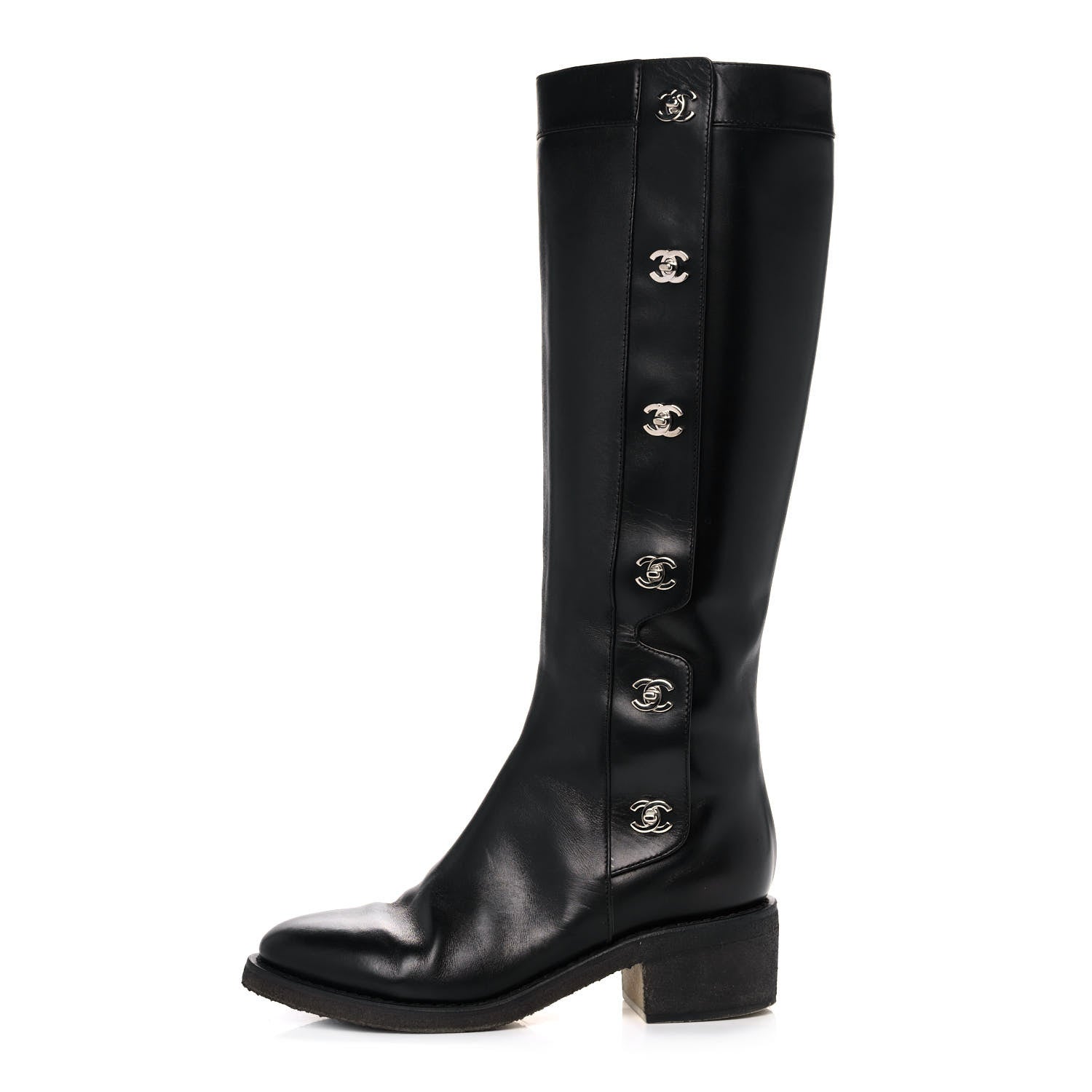 Chanel Calfskin CC Turnlock High Boots 40 Black 1 of 8