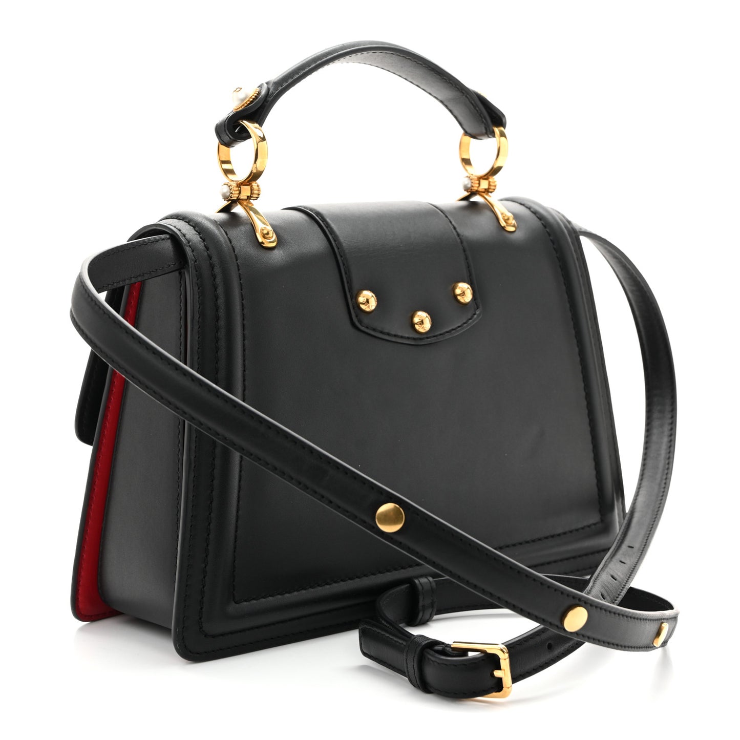 Smooth Calfskin Small DG Amore Top Handle Bag Black