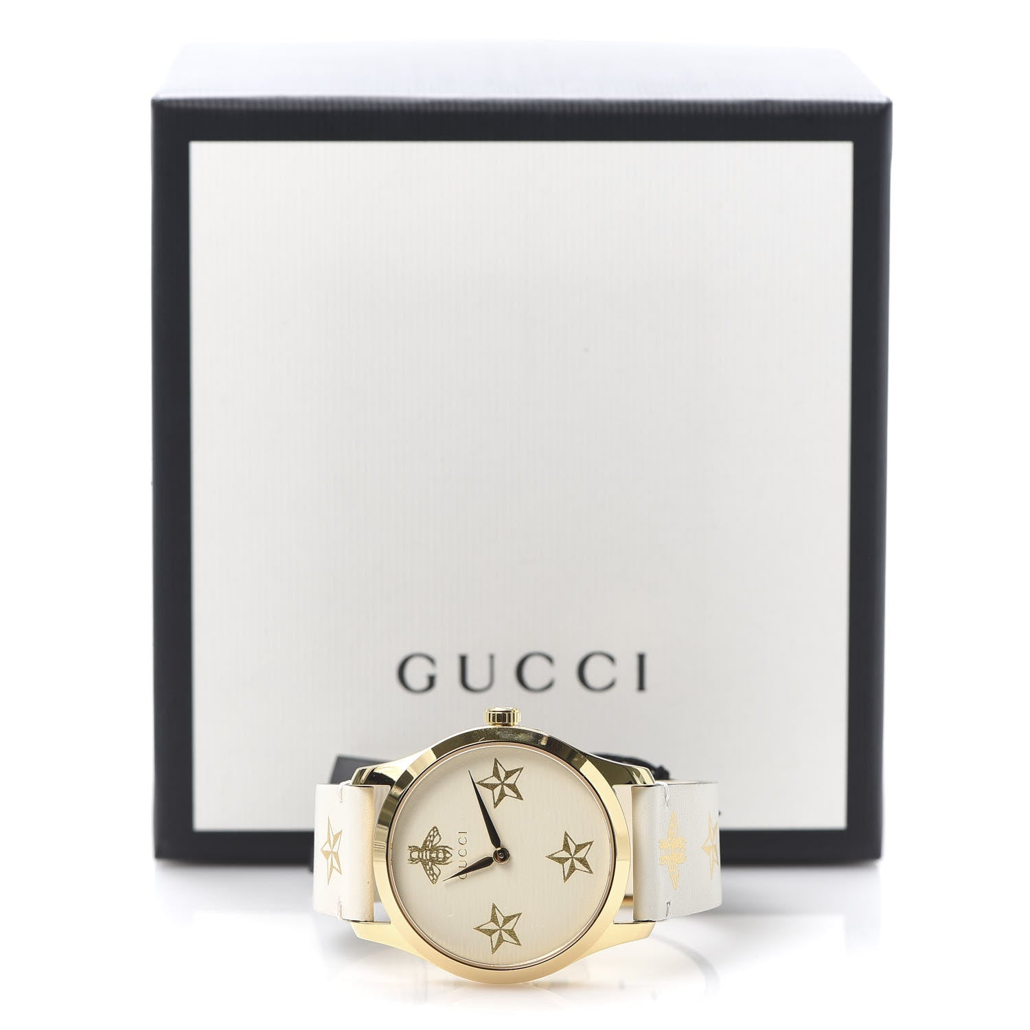 Gucci Stainless Steel Calfskin 38mm G-Timeless Bee Star Quartz Watch White 6 of 6
