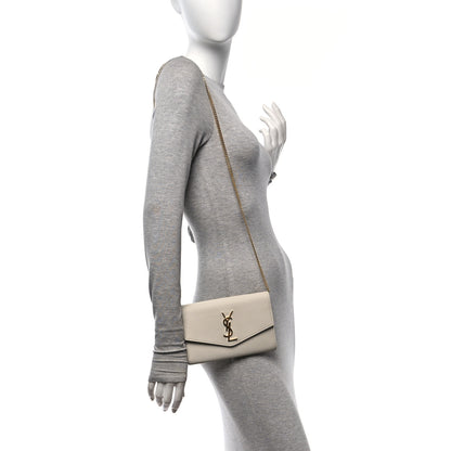 Saint Laurent Grain De Poudre Monogram Uptown Chain Wallet Crema Soft 2 of 17