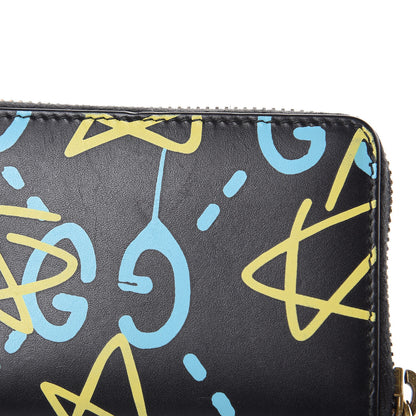 Gucci Calfskin GucciGhost Zip Around Card Case Black New Acquamarine 10 of 10