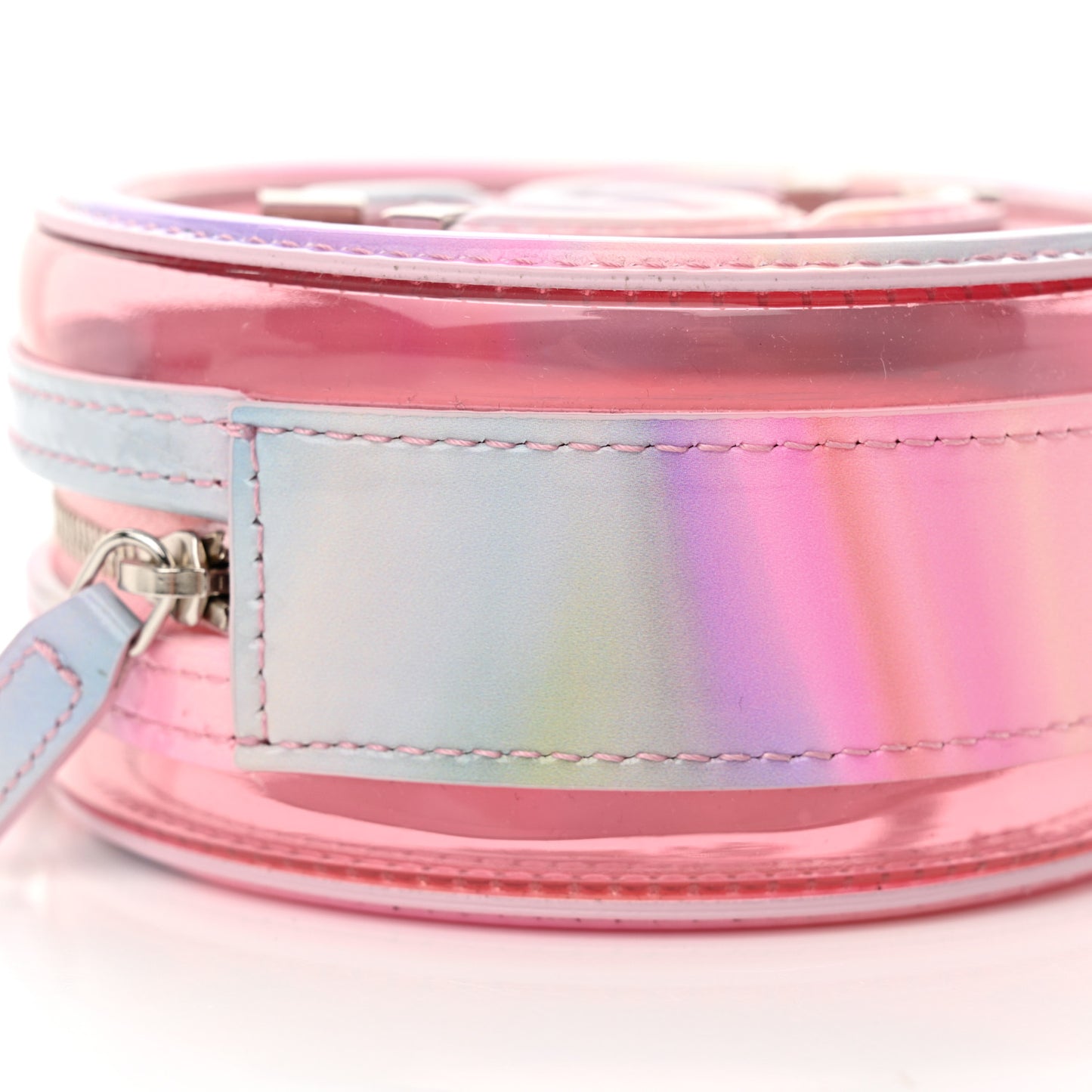 PVC Calfskin Lambskin Quilted Round Filigree Clutch With Chain Pink