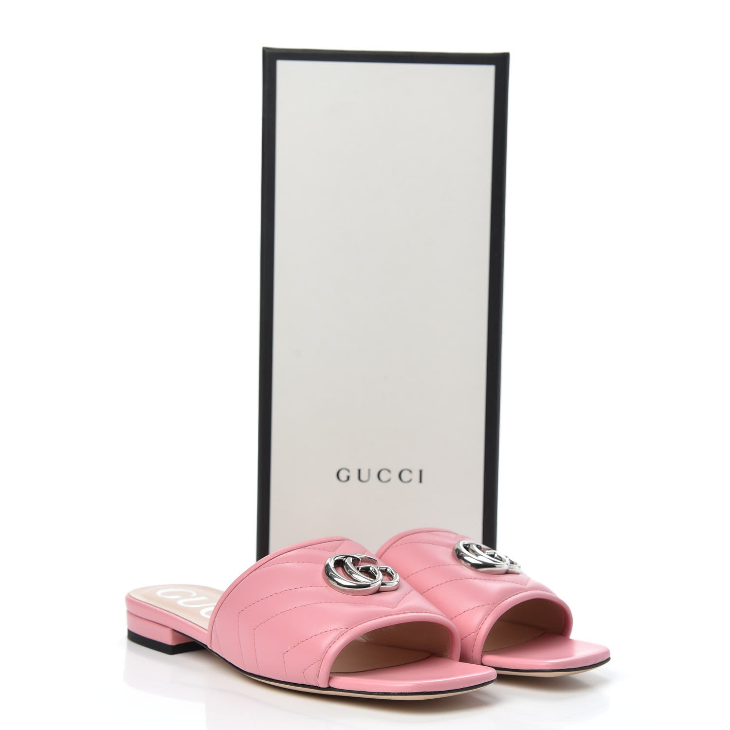 Gucci Nappa Matelasse GG Marmont Flat Slide Sandals 36.5 Wild Rose 9 of 9