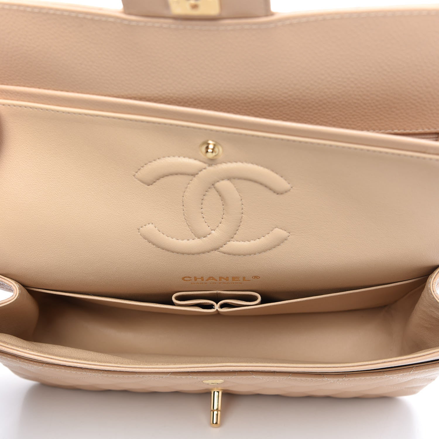 Chanel Caviar Quilted Medium Double Flap Beige 5 of 10