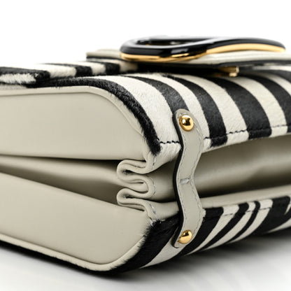 Valentino Garavani Pony Hair Zebra VLogo Stud Sign Shoulder Bag White Black 9 of 11