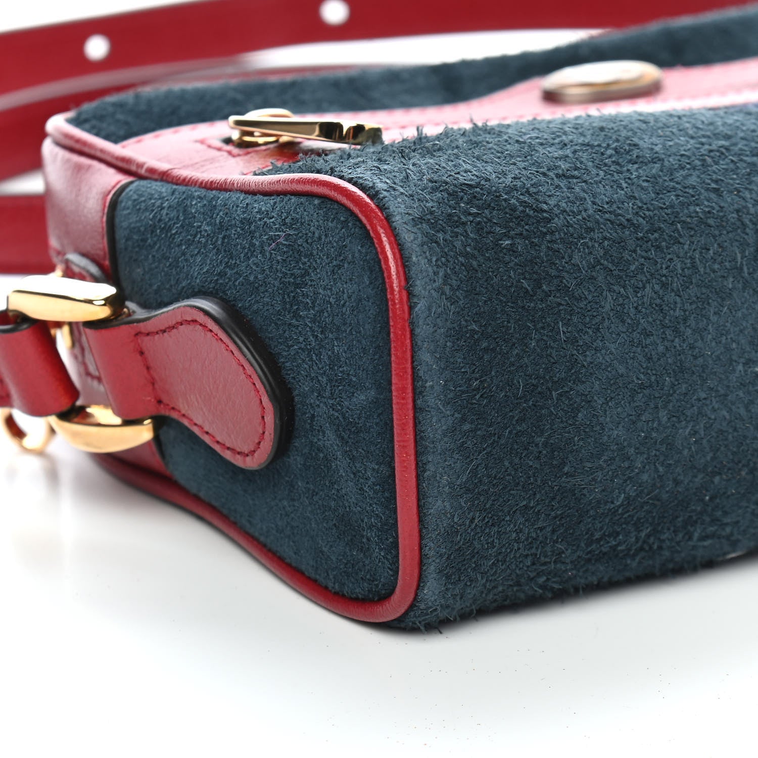 Gucci Suede Calfskin Web Mini Ophidia Shoulder Bag New Blue Romantic Cherry 8 of 9