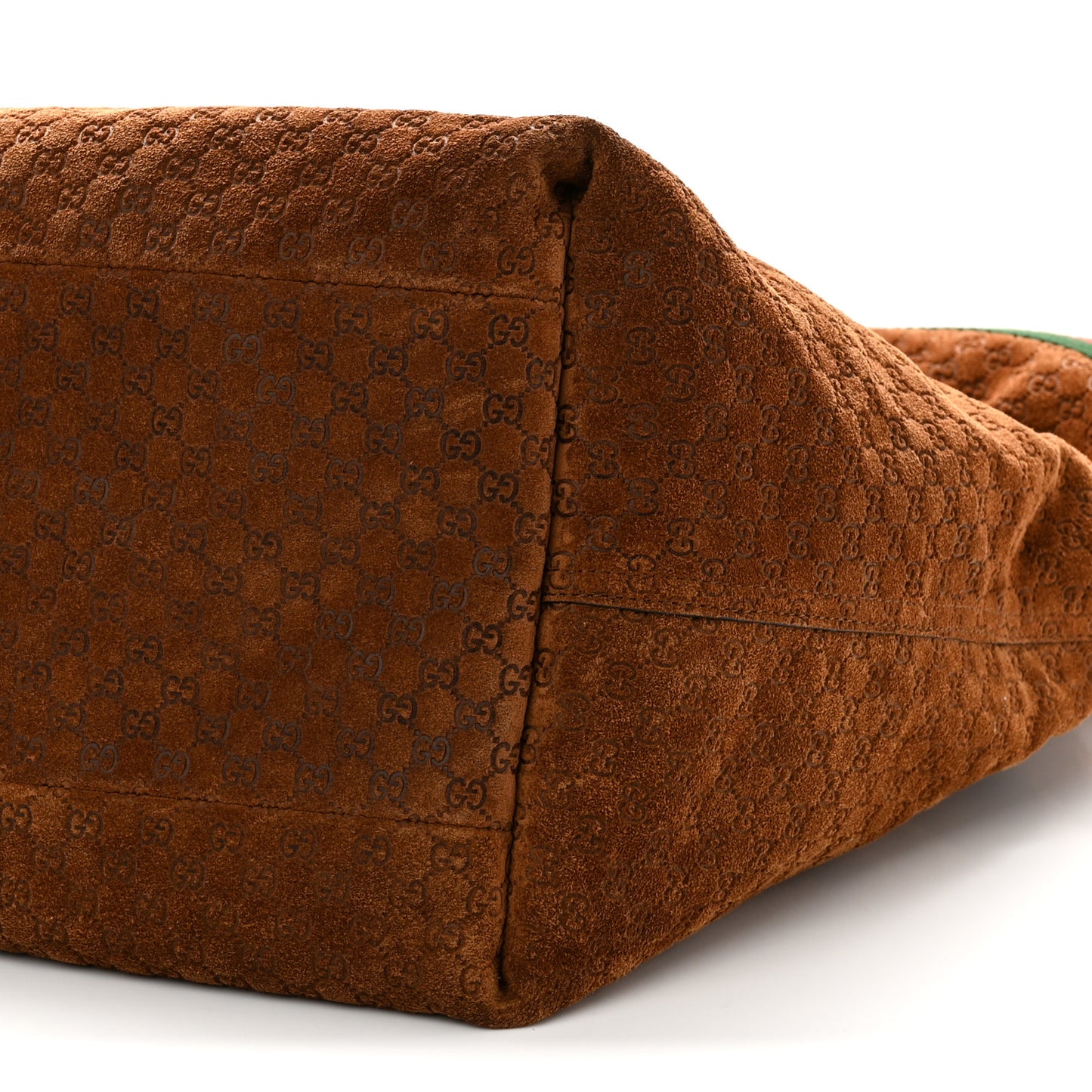 Suede GG Monogram Web Large Giglio Tote Brown