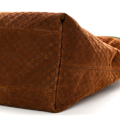 Gucci Suede GG Monogram Web Large Giglio Tote Brown 10 of 10