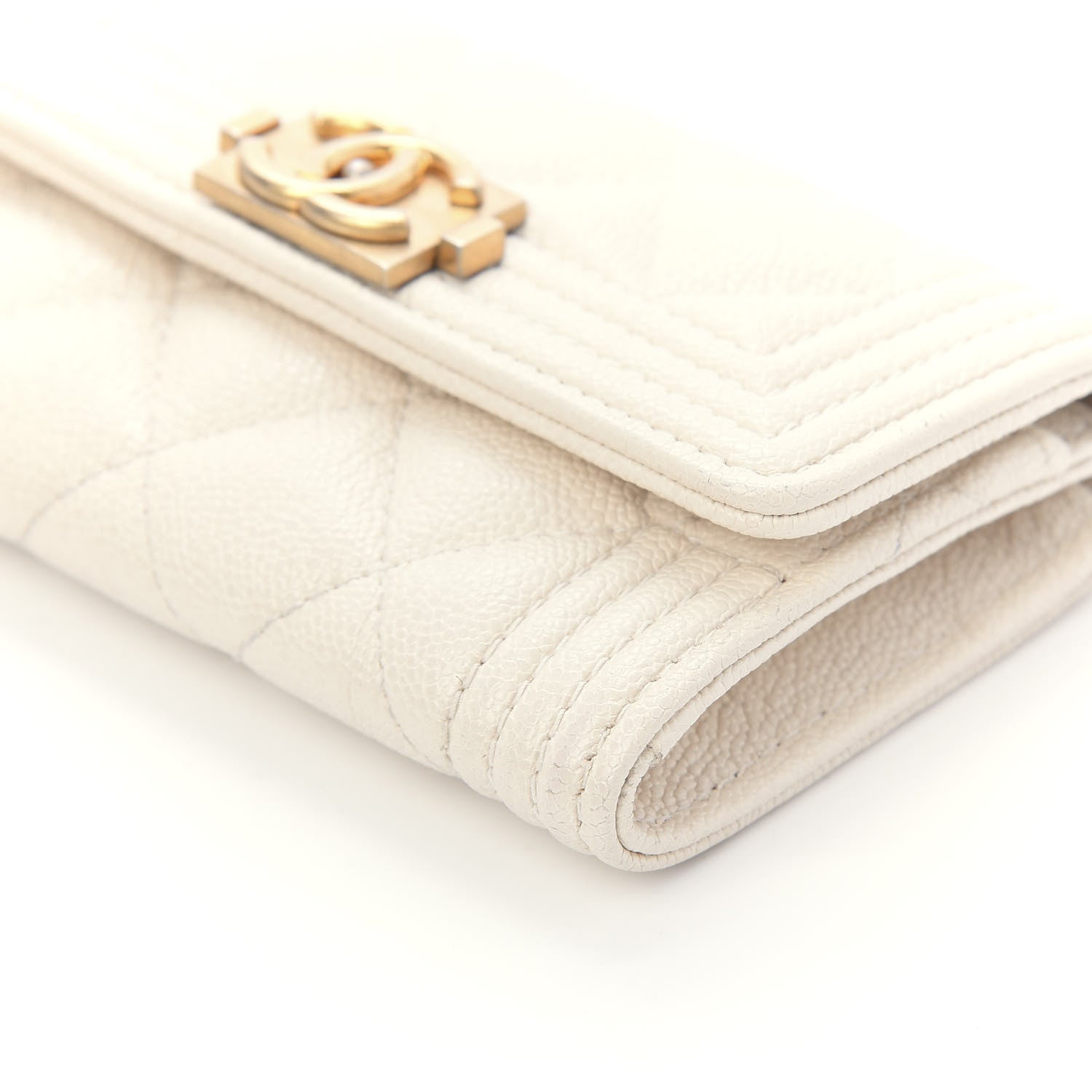 Chanel Caviar Quilted Boy Flap Card Holder White 7 of 11