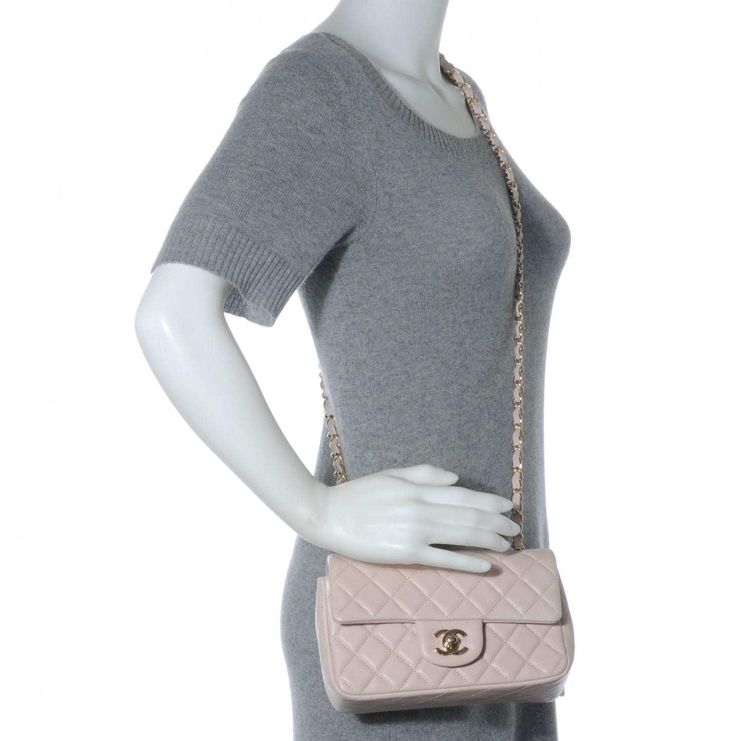 Lambskin Quilted New Mini Flap Light Pink