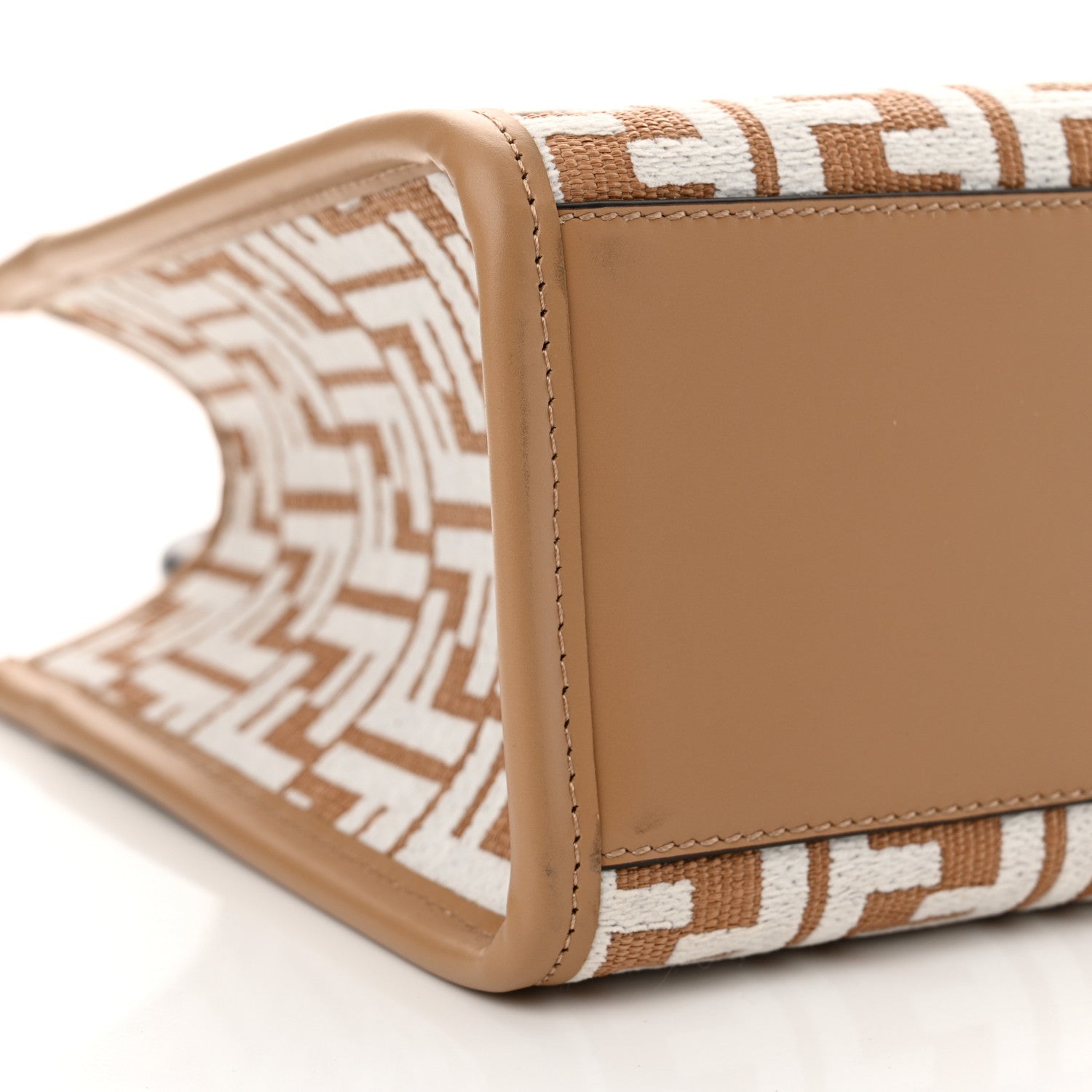 Fendi Raffia Chenille Vitello King Plexiglass Small Fendi Sunshine Shopper Tote Natural White 8 of 10