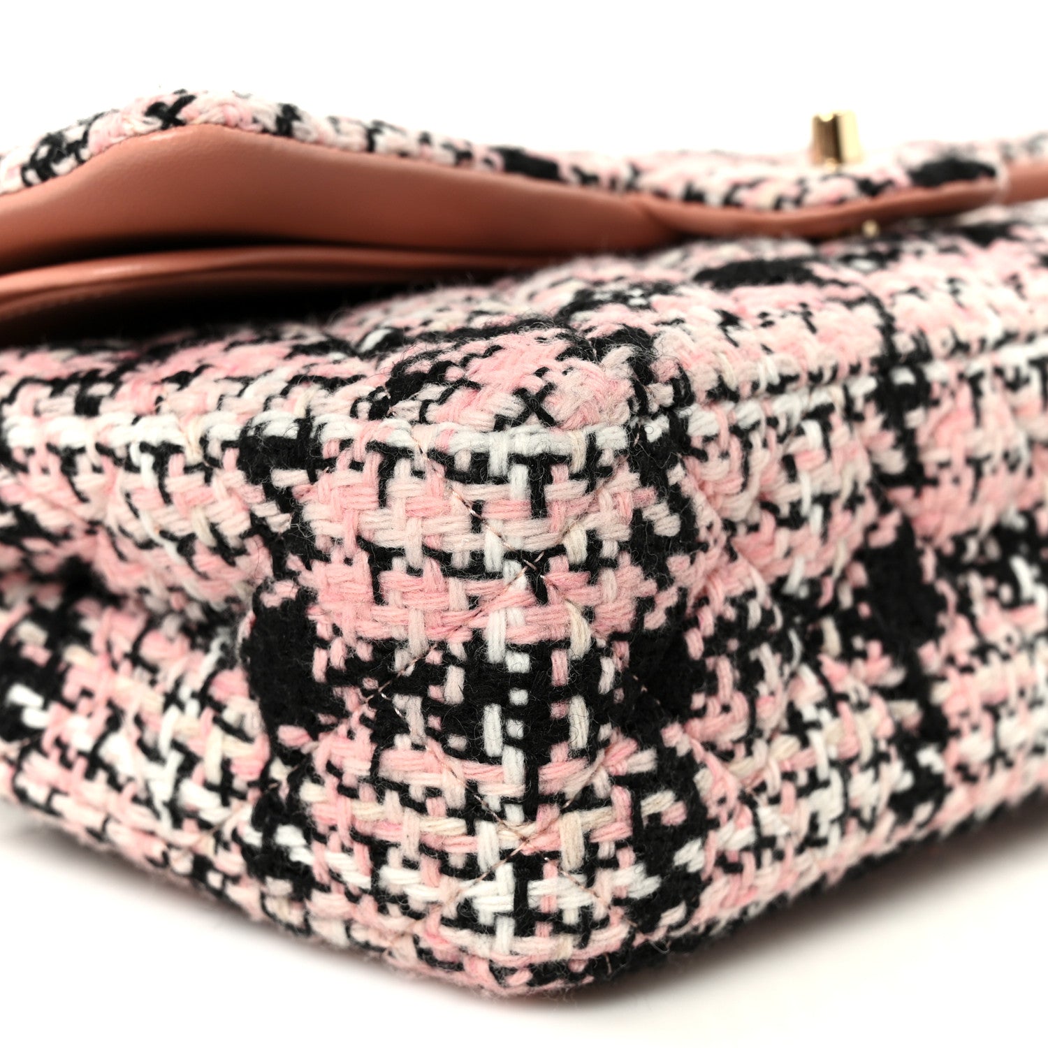 Chanel Tweed Quilted Medium Double Flap Pink Black White 9 of 10