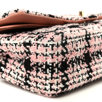 Chanel Tweed Quilted Medium Double Flap Pink Black White 9 of 10