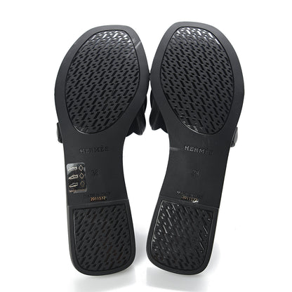 Hermes Rubber Aloha Sandals 38 Black 5 of 9