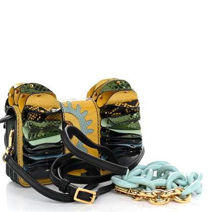Burberry Calfskin Watersnake Print Ruffle Small Buckle Shoulder Bag Multicolor 3 of 10