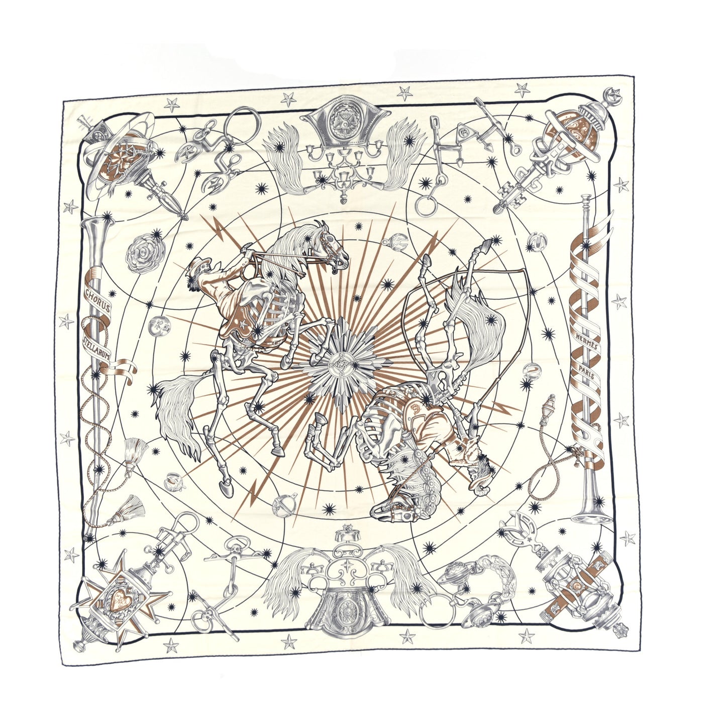 Cashmere Silk Chorus Stellarum Shawl 140 Blanc Marine Beige Rose
