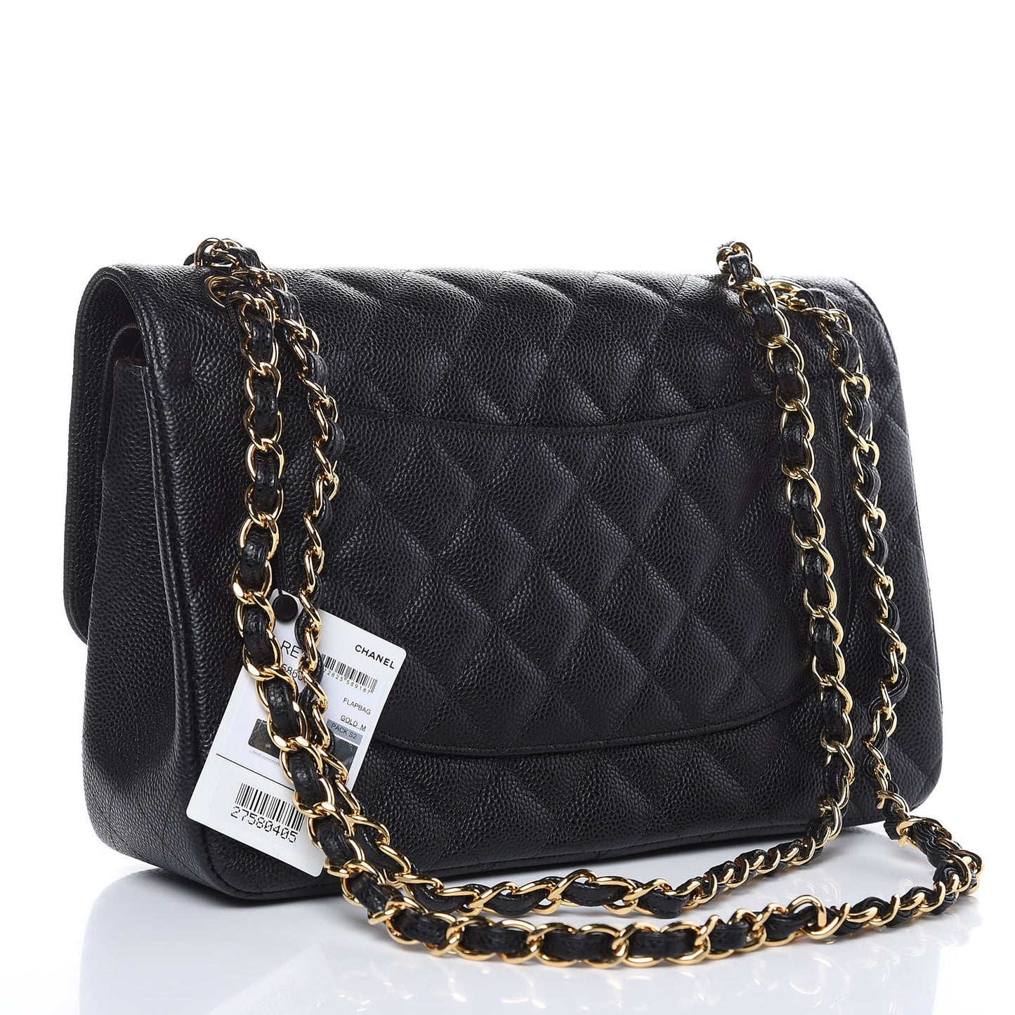 Caviar Quilted Jumbo Double Flap Black