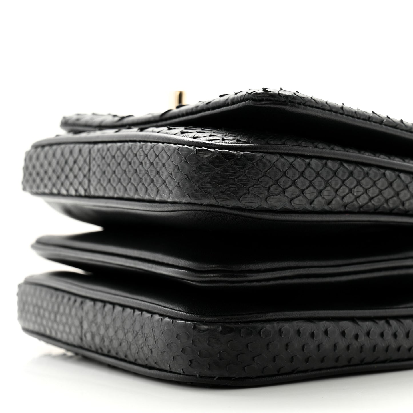 Snakeskin Quilted Mini Citizen Chic Flap Black