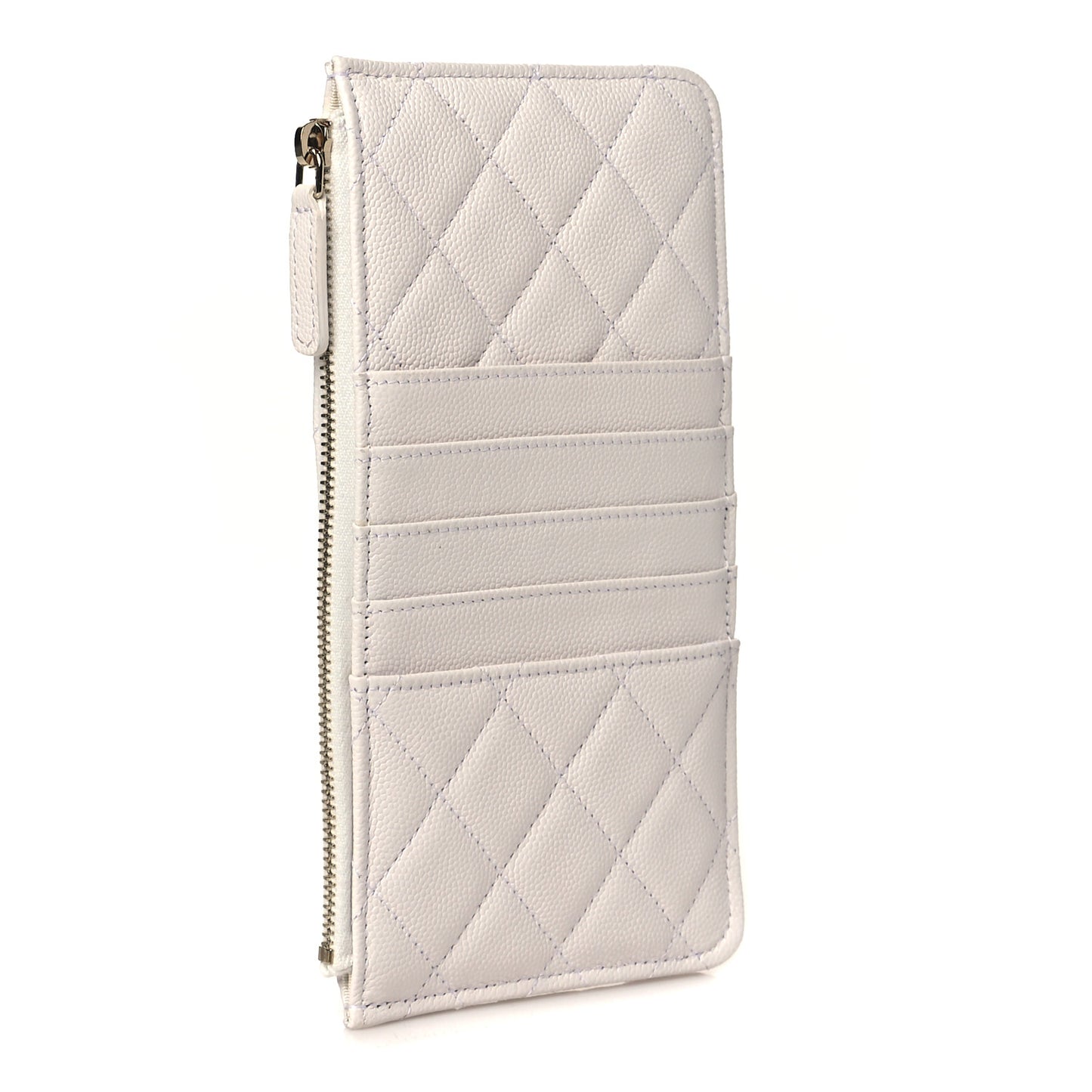 Caviar Quilted Classic Flat Wallet Pouch White
