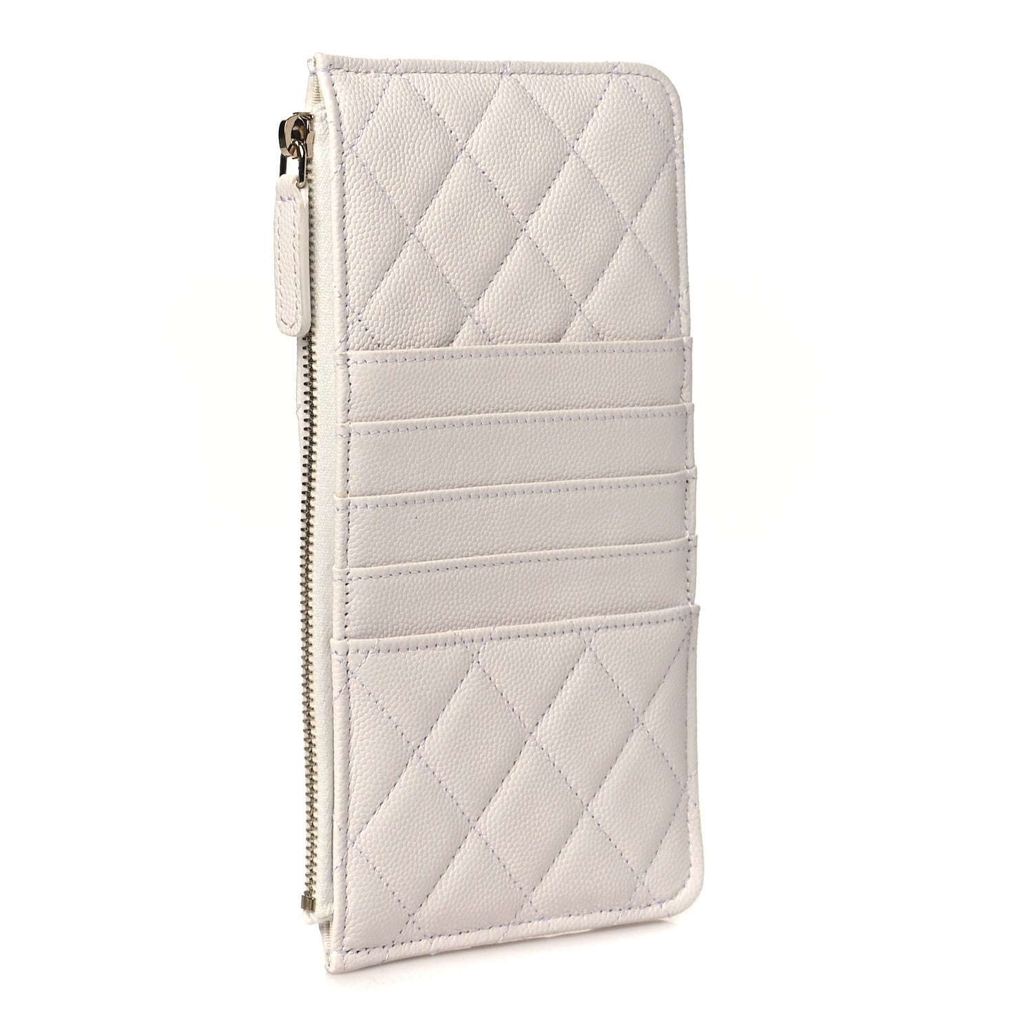 Chanel Caviar Quilted Classic Flat Wallet Pouch White 3 of 8