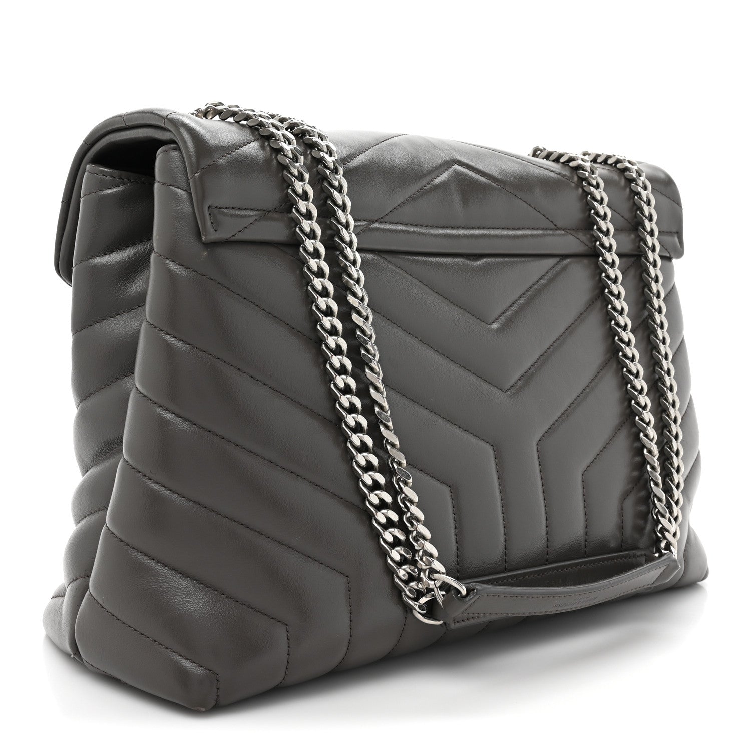 Saint Laurent Calfskin Y Quilted Monogram Medium Loulou Chain Satchel Earth 3 of 21