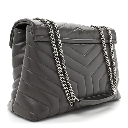 Saint Laurent Calfskin Y Quilted Monogram Medium Loulou Chain Satchel Earth 3 of 21