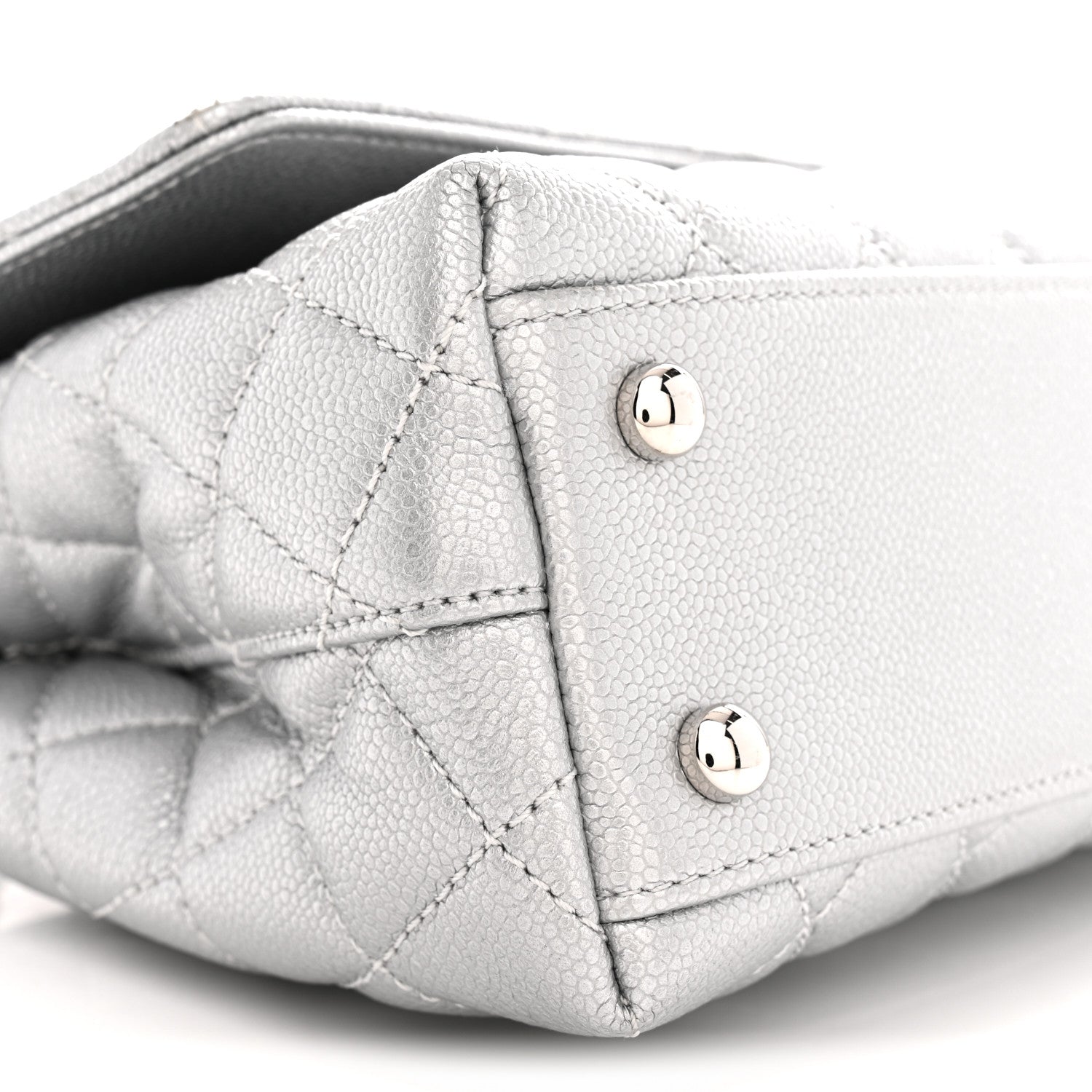 Chanel Metallic Caviar Quilted Mini Coco Handle Flap Silver 9 of 10