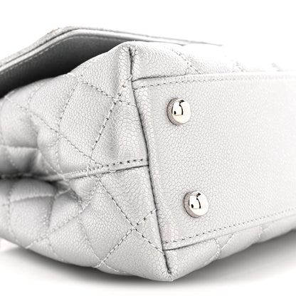 Chanel Metallic Caviar Quilted Mini Coco Handle Flap Silver 9 of 10