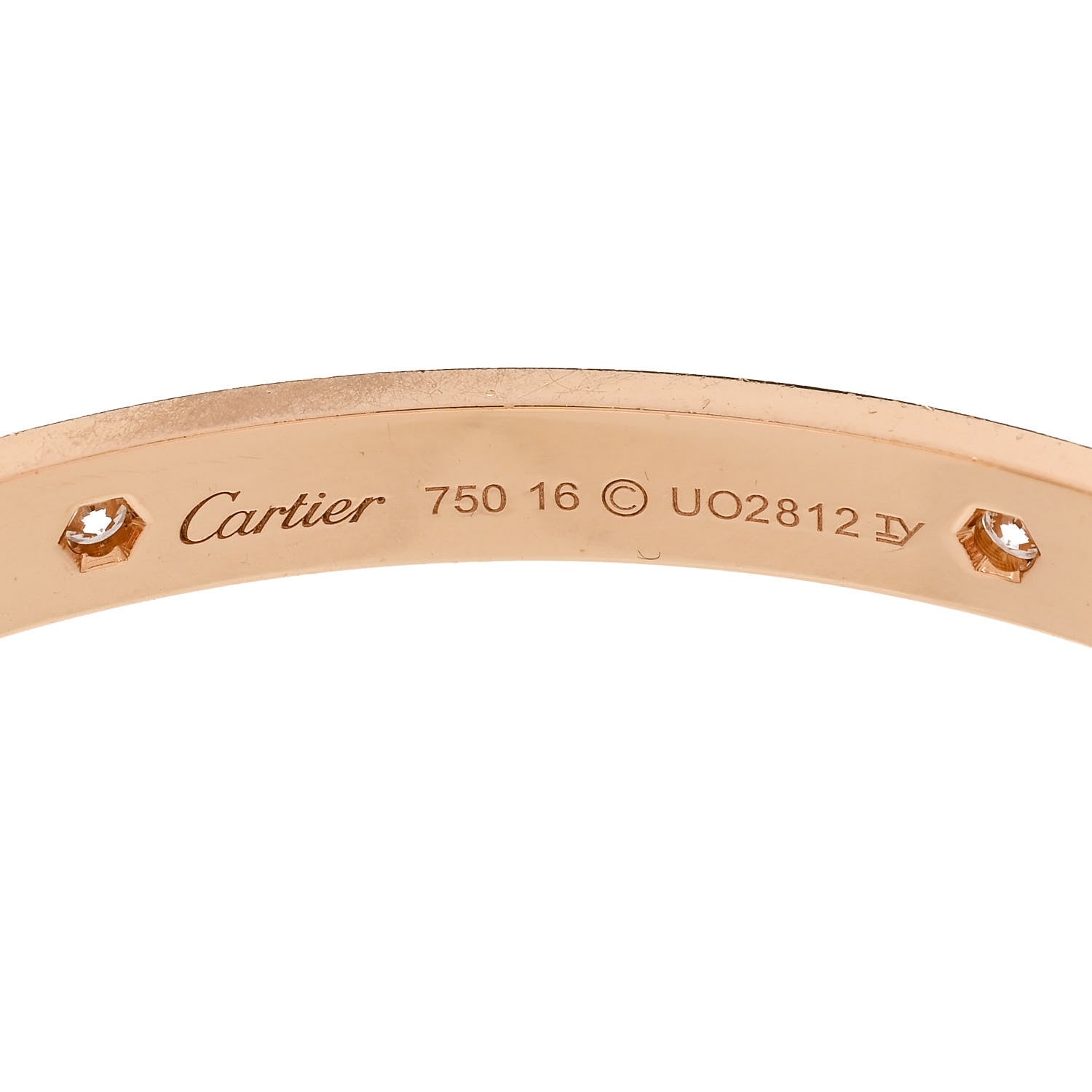 Cartier 18K Pink Gold 4 Diamond LOVE Bracelet 16 7 of 10